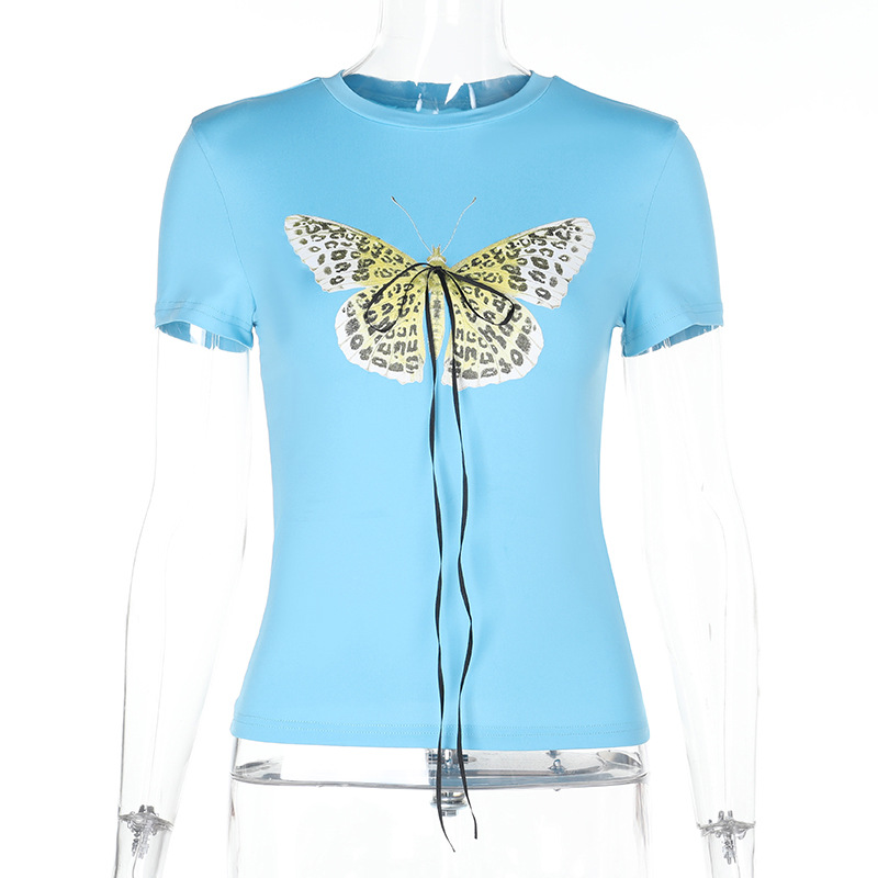 Butterfly Print Short Sleeve T-Shirt