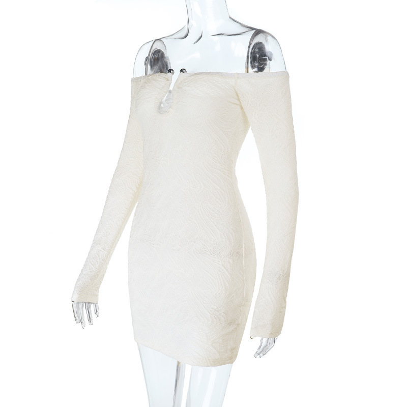 Sexy One-Shoulder Bodycon Mini Dress with U-Shaped Metal Clasp Short Sleeveless Party Dress