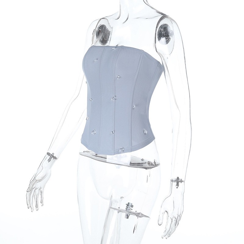 Sparkly Shiny Sequin Bodycon Bustier Tank Rhinestone Crop Tube Top