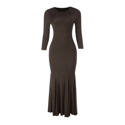 "Lotus Walk" Bodycon Long Sleeve Midi Dress 01