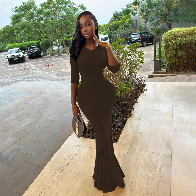 "Lotus Walk" Bodycon Long Sleeve Midi Dress