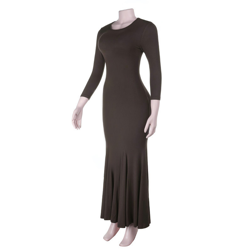 "Lotus Walk" Bodycon Long Sleeve Midi Dress