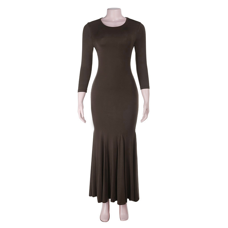 "Lotus Walk" Bodycon Long Sleeve Midi Dress