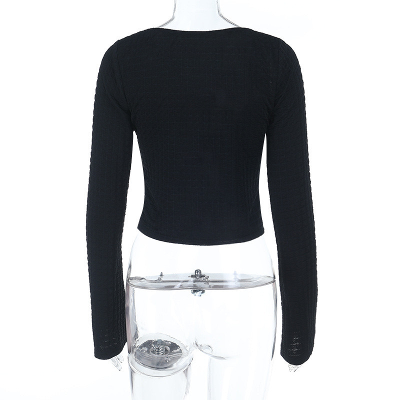 Long Sleeve Fashion Top with Back Cut-Out & Adjustable Tie