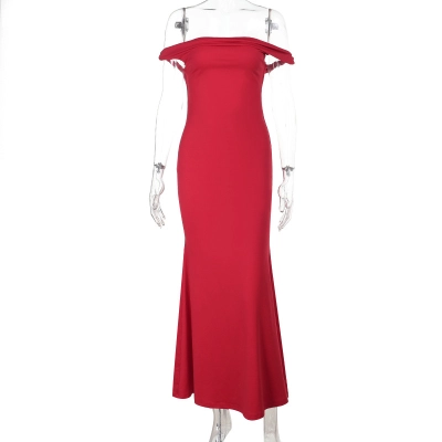 Off-Shoulder Twist Detail Mermaid Gown Sexy Ruched Long Dress 01