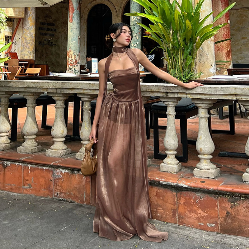 Shimmer Fabric Tie-Sash Mermaid Gown Elegant Strapless Long Dress