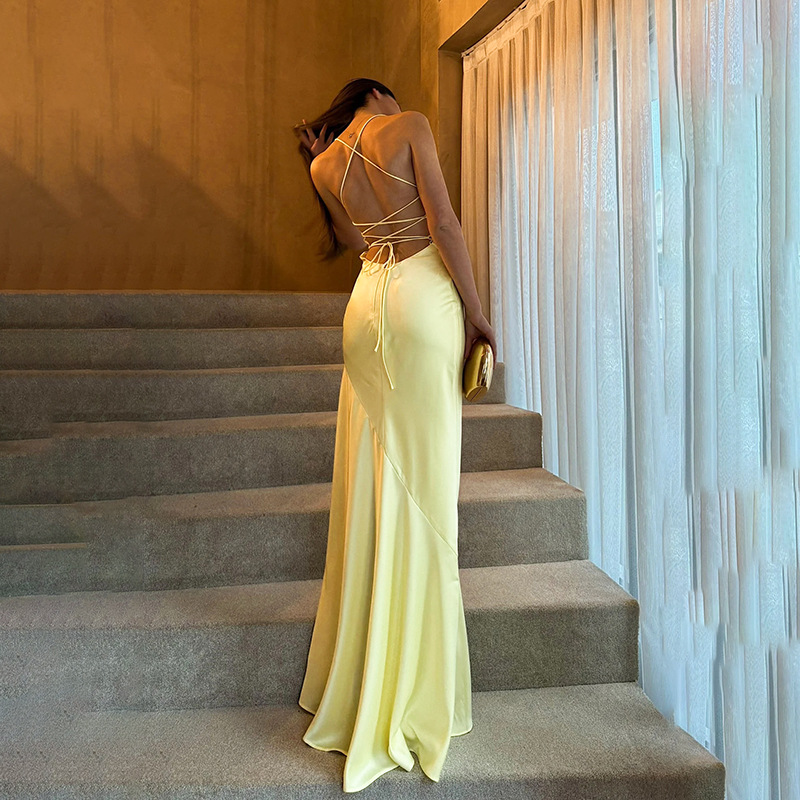 Sexy Backless Tie-Strap Maxi Dress