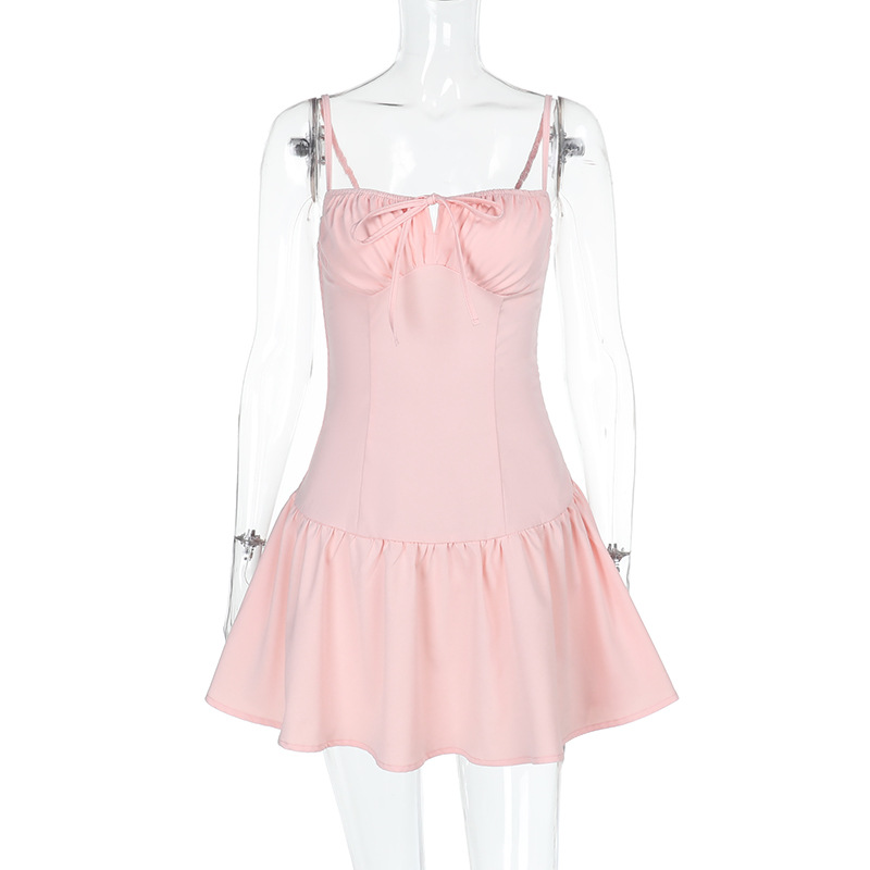 Spaghetti Strap Backless A-Line Mini Dress