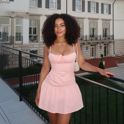 Spaghetti Strap Backless A-Line Mini Dress 02