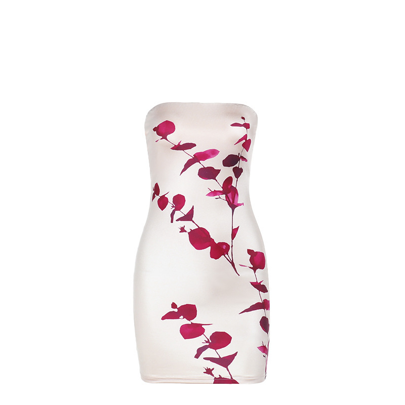 Strapless Bodycon Mini Dress with Bold Print