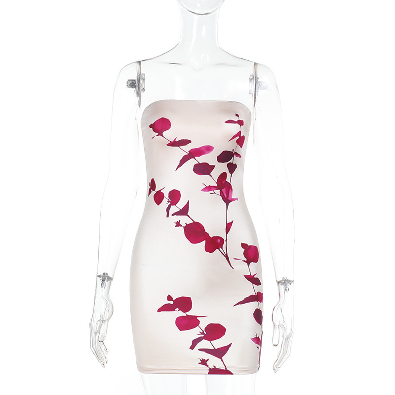 Strapless Bodycon Mini Dress with Bold Print