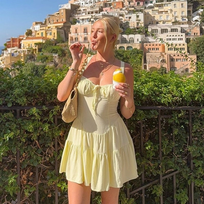 Sexy Cinched Waist Tie-Waist A-Line Dress 02