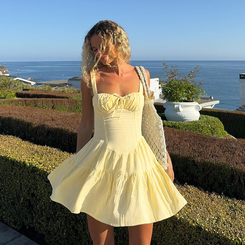 Sexy Cinched Waist Tie-Waist A-Line Dress