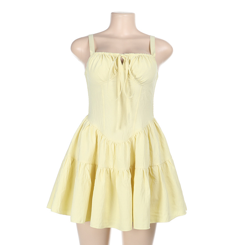 Sexy Cinched Waist Tie-Waist A-Line Dress