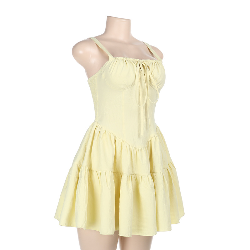 Sexy Cinched Waist Tie-Waist A-Line Dress