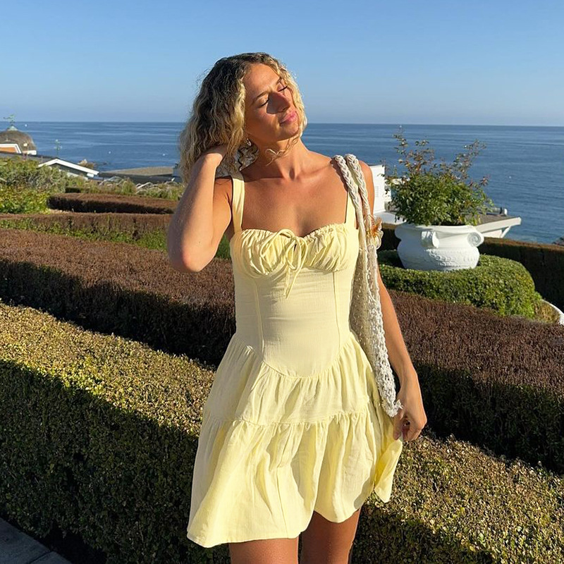 Sexy Cinched Waist Tie-Waist A-Line Dress