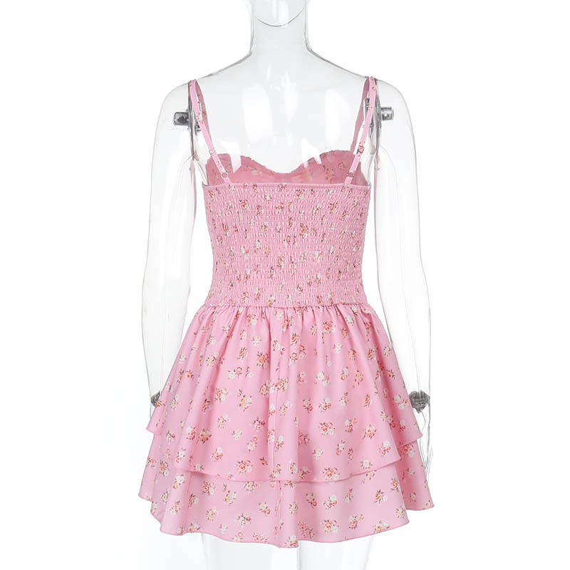 Spaghetti Strap Floral Mini Dress with Open Back