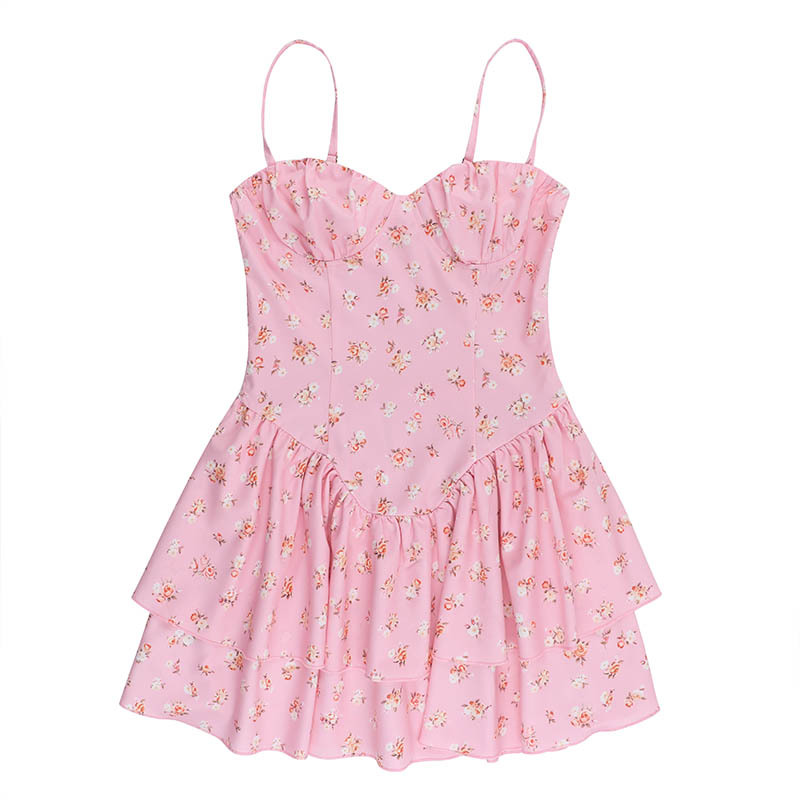 Spaghetti Strap Floral Mini Dress with Open Back