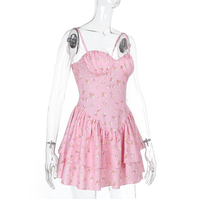 Spaghetti Strap Floral Mini Dress with Open Back