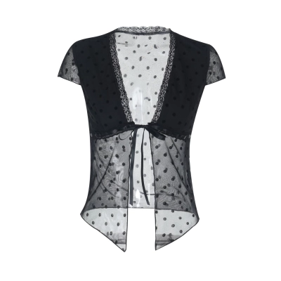 Sexy Polka Dot Cropped Cardigan Top 01