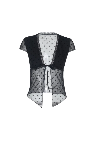 Sexy Polka Dot Cropped Cardigan Top 01