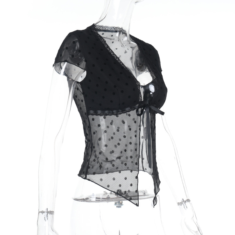 Sexy Polka Dot Cropped Cardigan Top