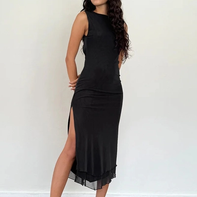 Sexy Backless Slit Sleeveless Bodycon Dress 02