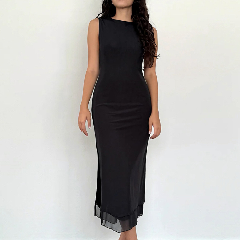 Sexy Backless Slit Sleeveless Bodycon Dress