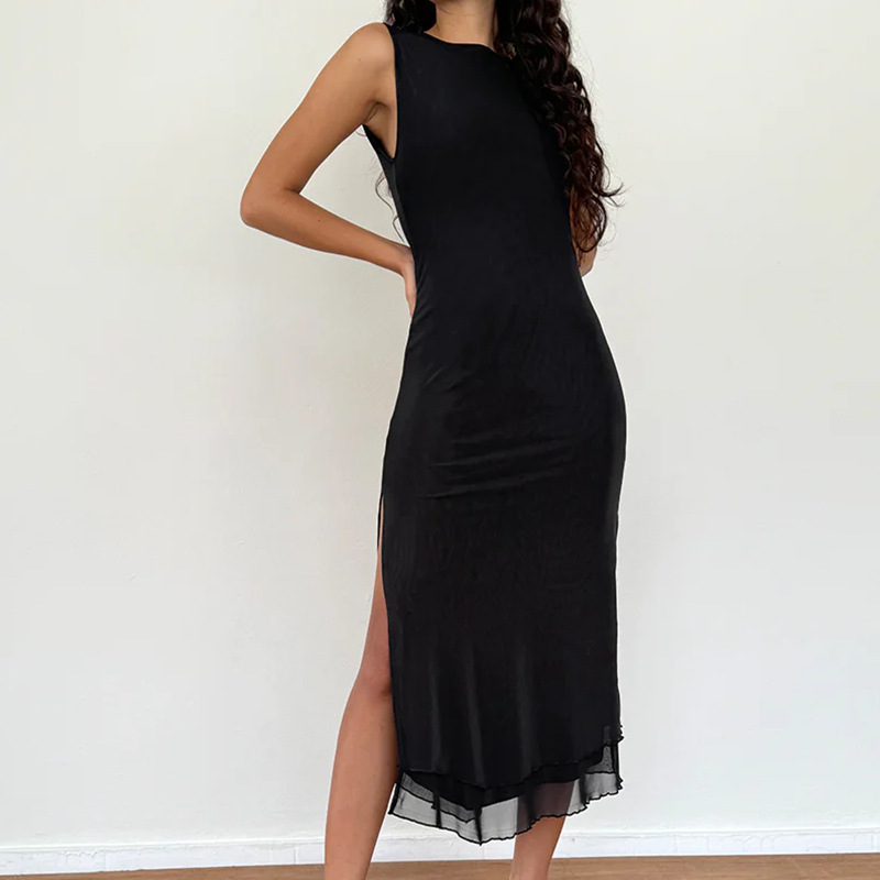 Sexy Backless Slit Sleeveless Bodycon Dress