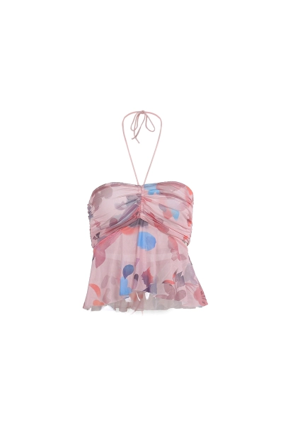 Stylish Print Halter Crop Top 01