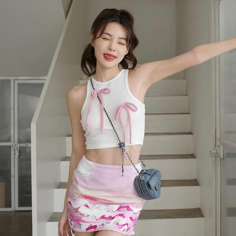  Stylish Bow Tie Halter Crop Tank Top