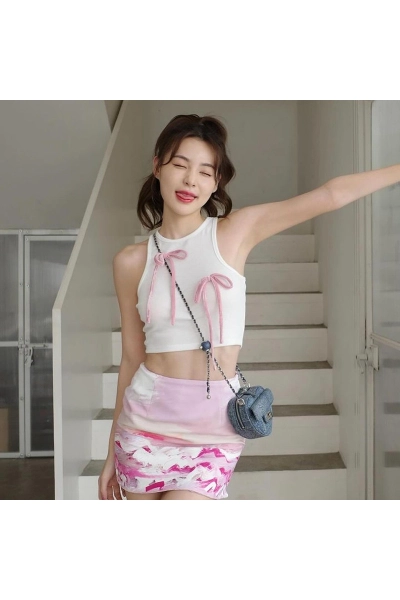  Stylish Bow Tie Halter Crop Tank Top 02