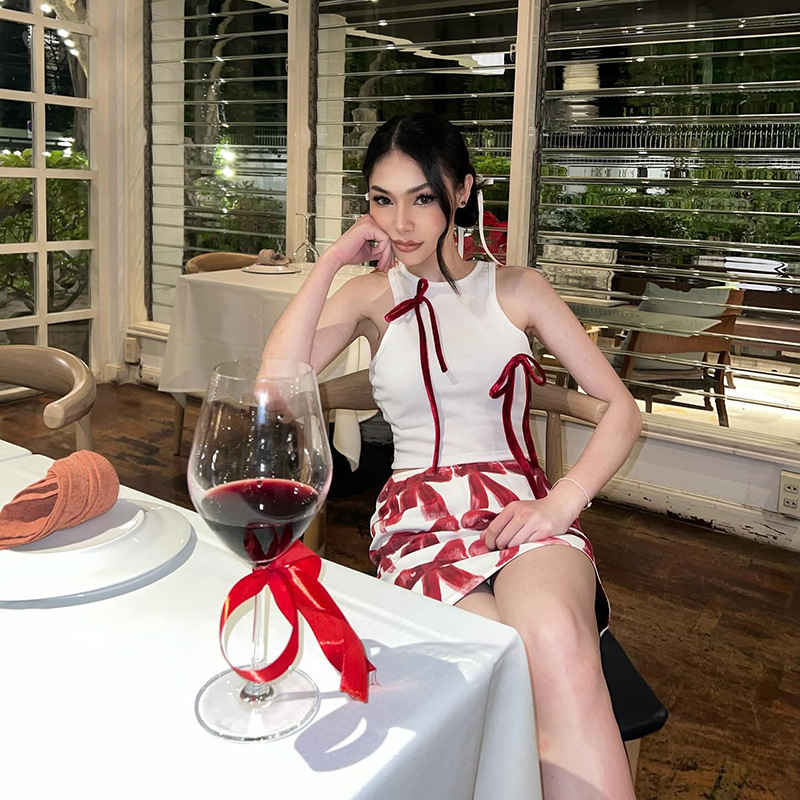  Stylish Bow Tie Halter Crop Tank Top