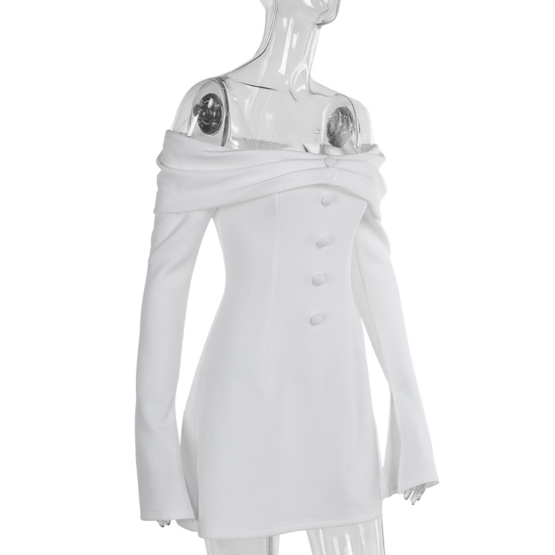 Off-Shoulder A-Line Dress with Cinched Waist