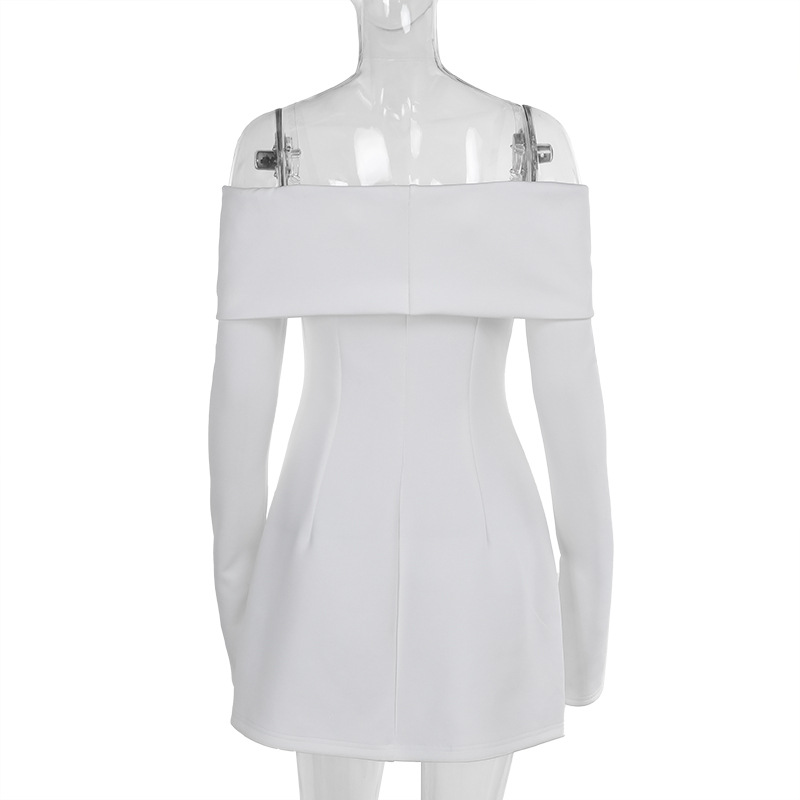 Off-Shoulder A-Line Dress with Cinched Waist