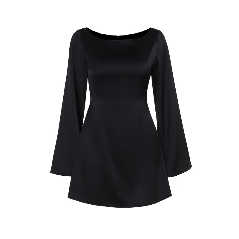 Elegant Satin Midi Dress with Self-Tie Waist