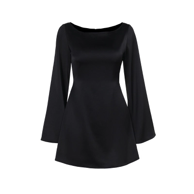 Elegant Satin Midi Dress with Self-Tie Waist 01