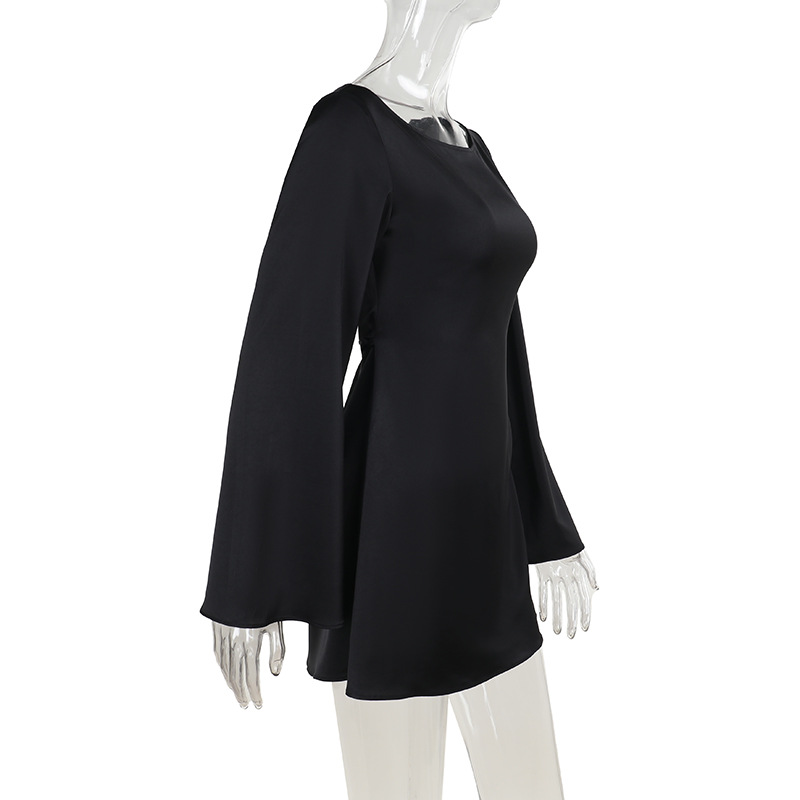 Elegant Satin Midi Dress with Self-Tie Waist