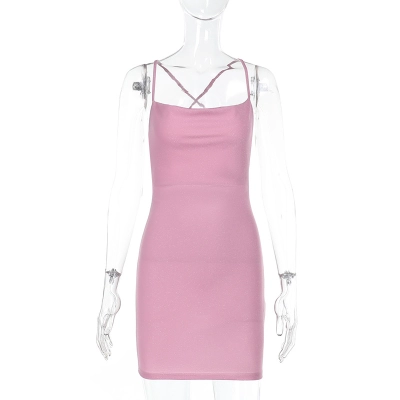 Sexy Halter Backless Bodycon Mini Dress with Shimmer Fabric 01