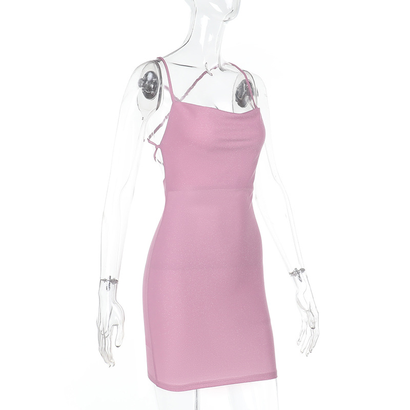 Sexy Halter Backless Bodycon Mini Dress with Shimmer Fabric