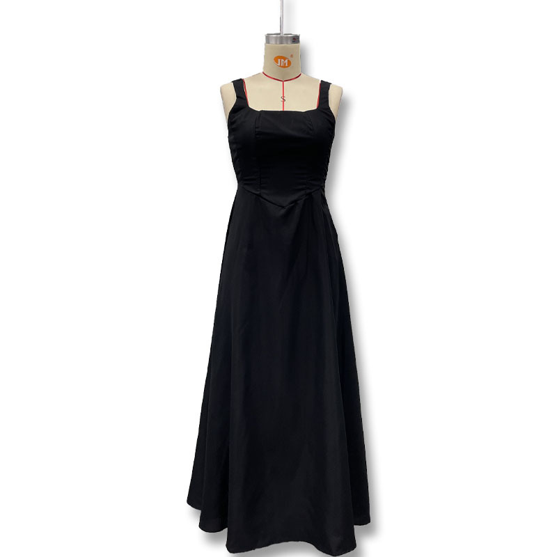 Square Neck Sleeveless Waist-Cinched Strap Dress