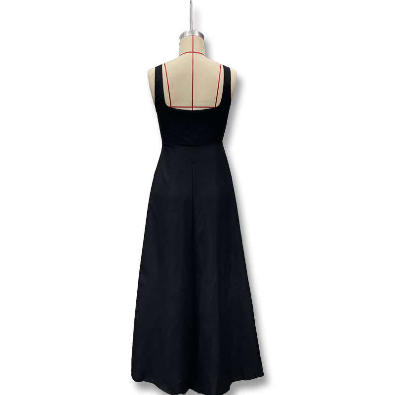 Square Neck Sleeveless Waist-Cinched Strap Dress