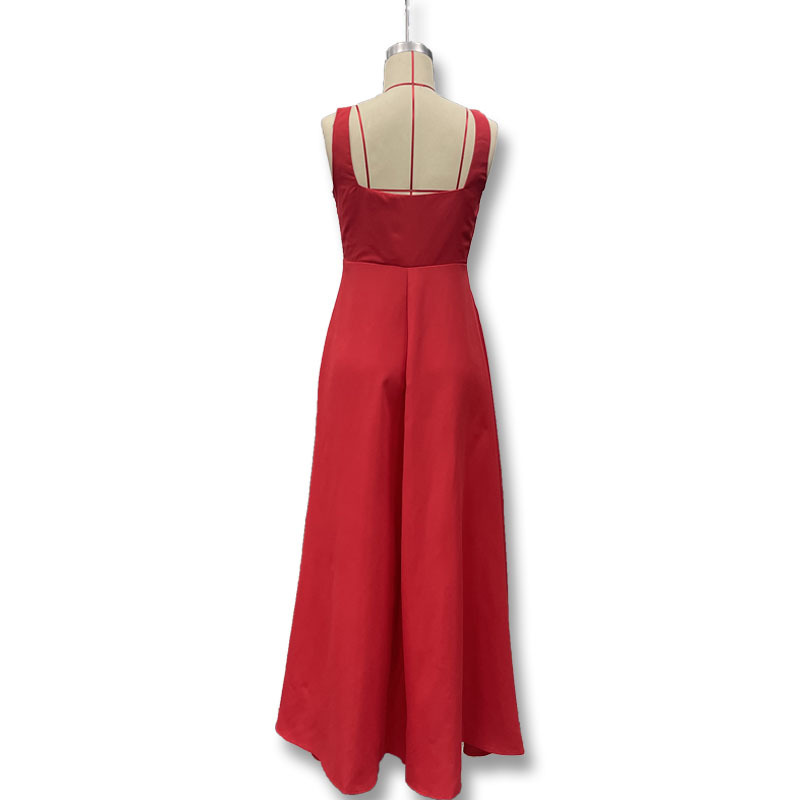 Square Neck Sleeveless Waist-Cinched Strap Dress