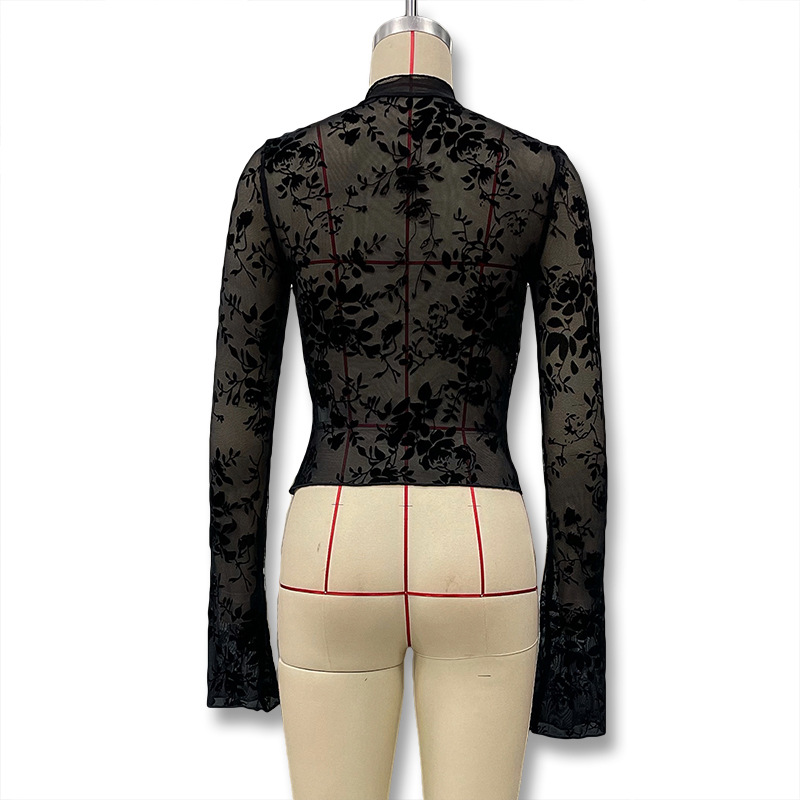 Chiffon Blouse with Ruffled Bell Sleeves