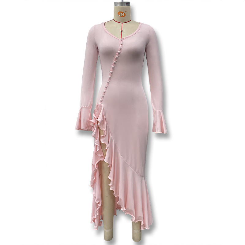 Sexy Y2K Bodycon Dress with Flared Sleeves