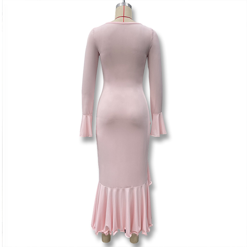 Sexy Y2K Bodycon Dress with Flared Sleeves