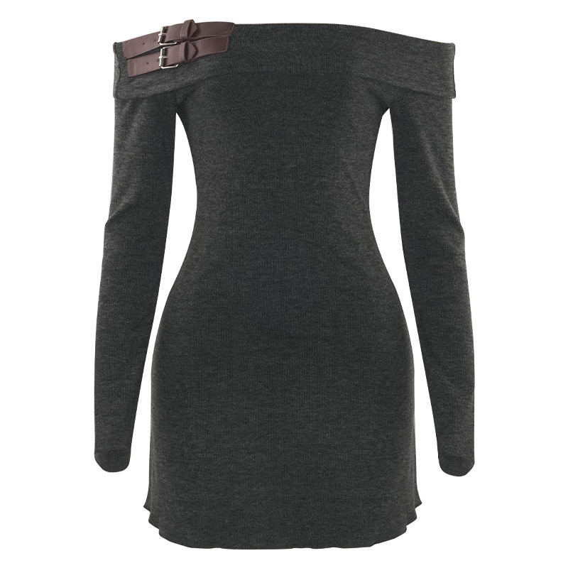 Off-the-Shoulder Long Sleeve High Waist Short Bodycon Dress