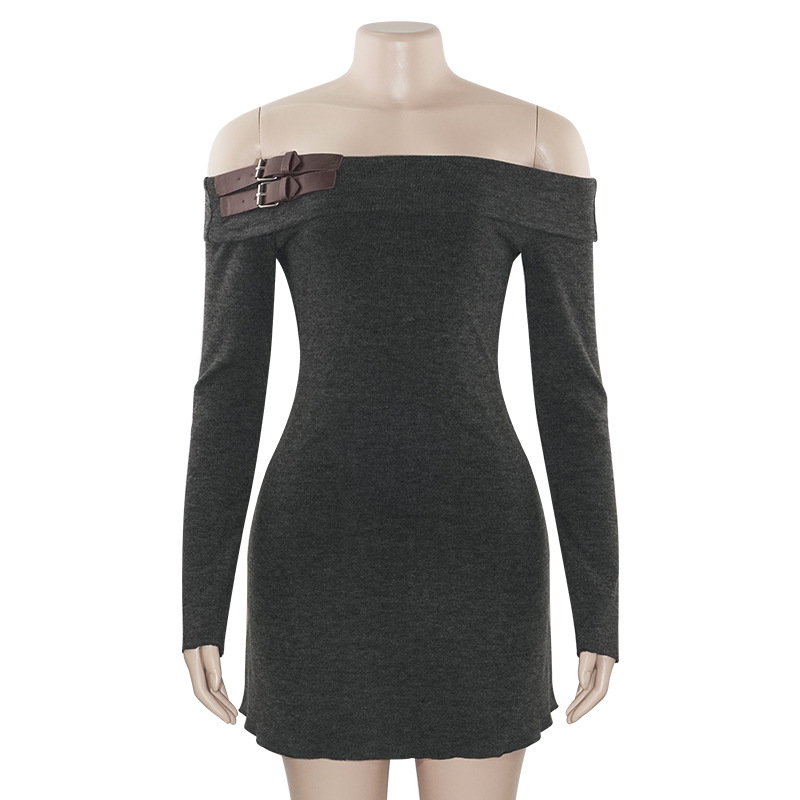 Off-the-Shoulder Long Sleeve High Waist Short Bodycon Dress