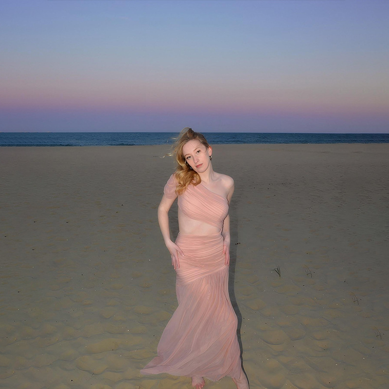 Asymmetrical One-Shoulder Ruched Waist Sheer Mesh Panel Solid Color Long Bodycon Dress