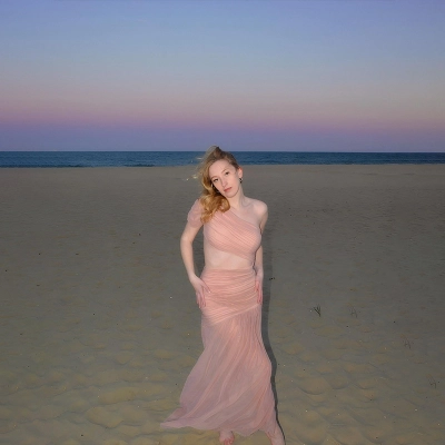 Asymmetrical One-Shoulder Ruched Waist Sheer Mesh Panel Solid Color Long Bodycon Dress 02